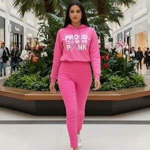 Victory Thread Proud To Be Pink Fleece Hoodie Women's Size L RF335217